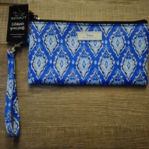 Scout Blue and White Patterned Wristlet